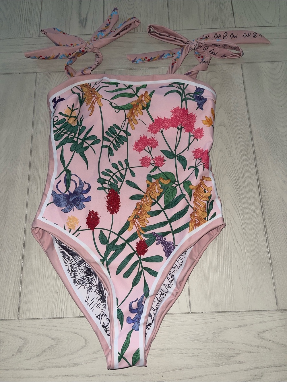 Moss & Spy Pink Floral Tie-Shoulder One-Piece